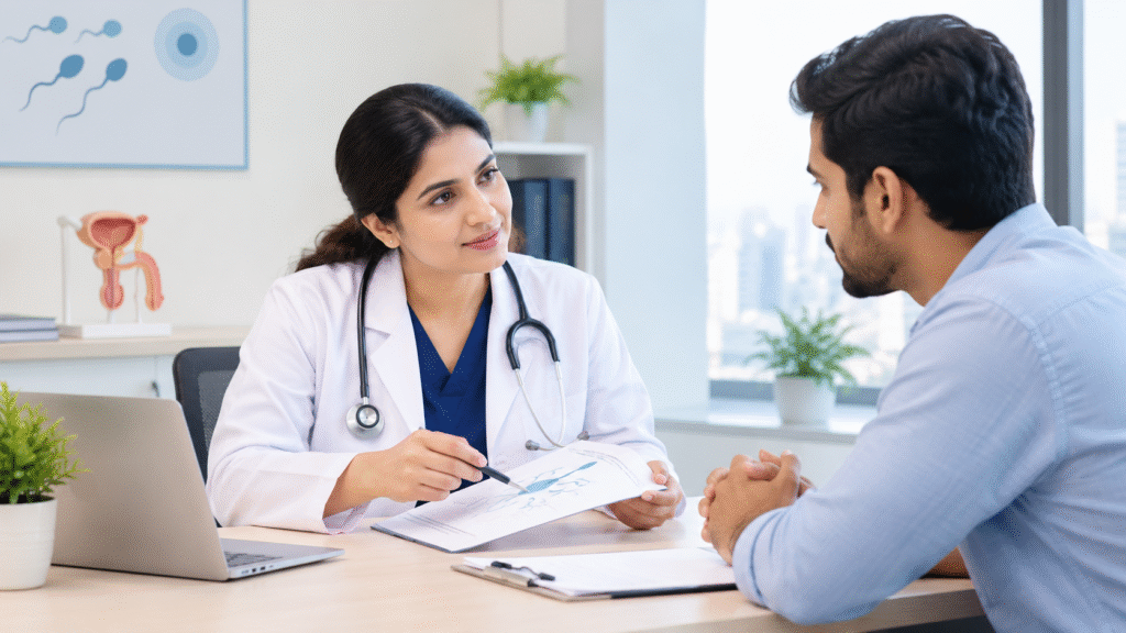 Male Fertility Services in Hyderabad | Dr. Indrani Mogili fertility consultation in a modern clinic